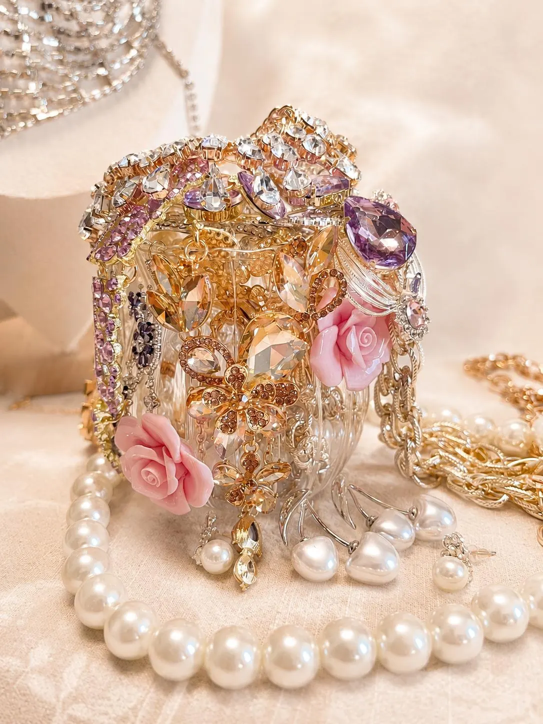 Rose Gold Tone Bridesmaid Jewelry Box fashion jewelry assortment