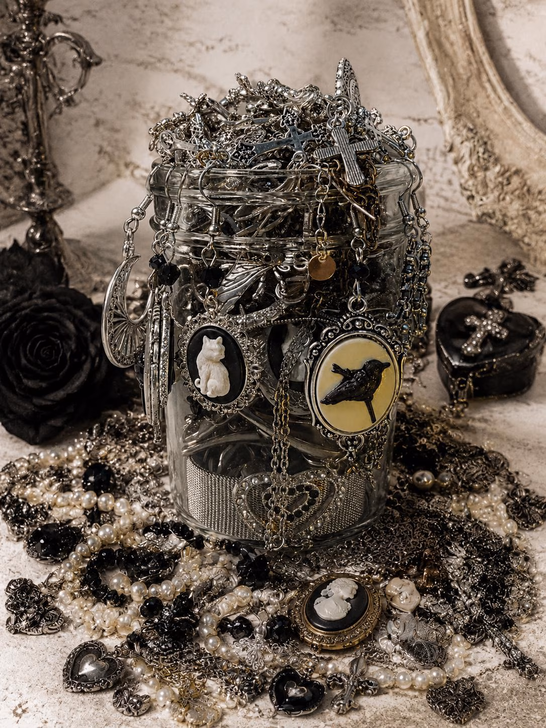 Gothic Mystery Jewelry Jar fashion jewelry assortment