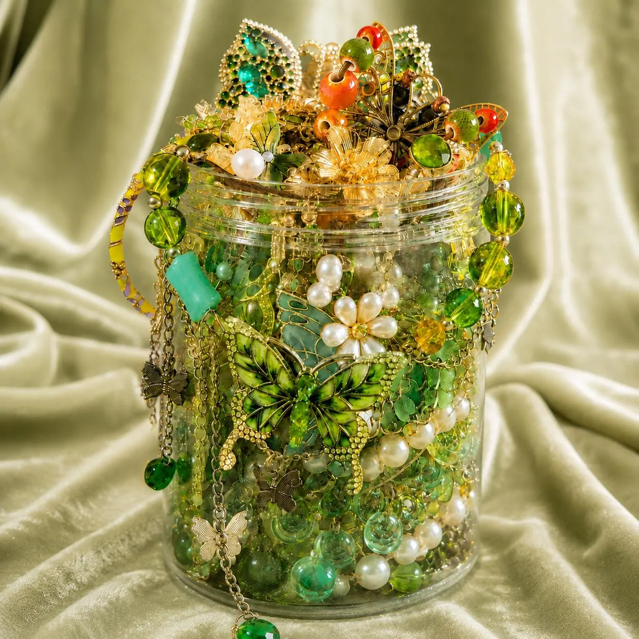 Green Fairy Inspired Mystery Jewelry Jar fashion jewelry assortment