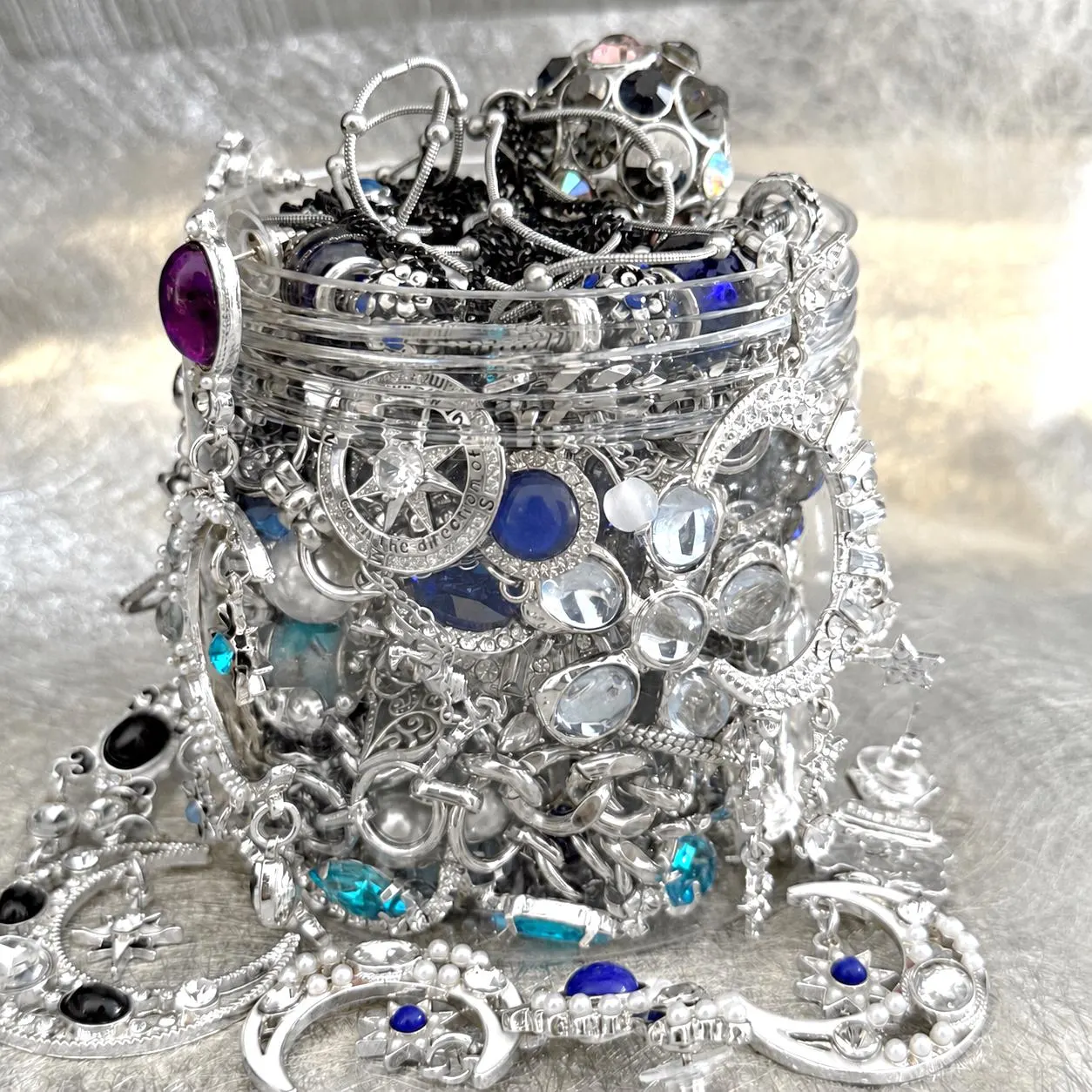 Silver Tone Celestial Mystery Jewelry Box fashion jewelry assortment