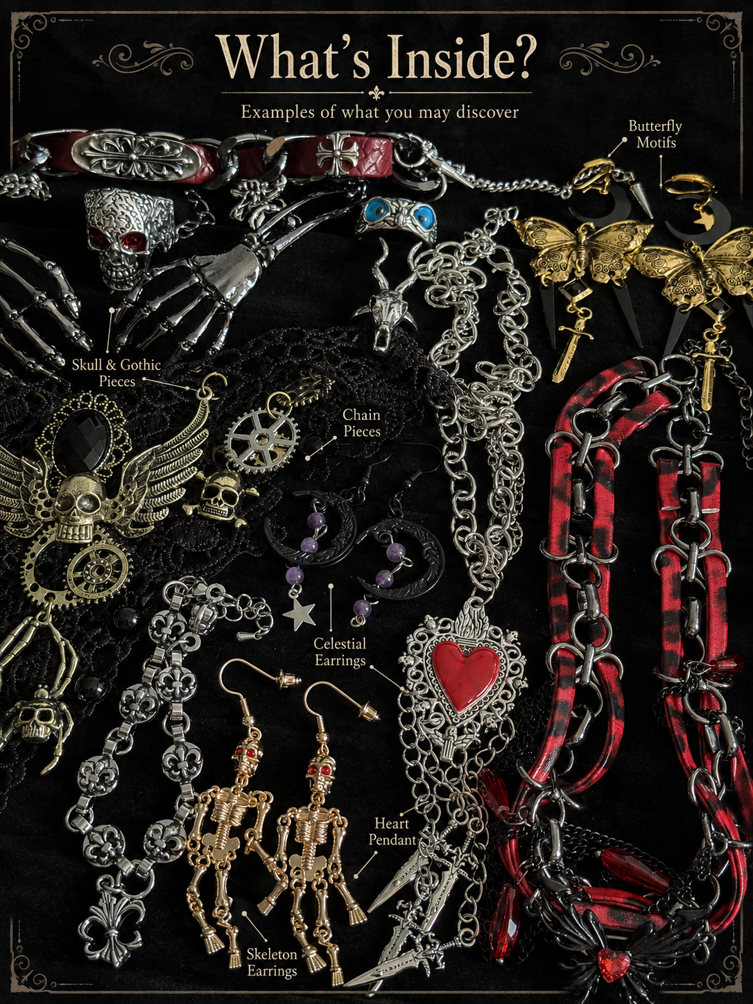 Gothic Steampunk Mystery Jewelry Jar fashion jewelry assortment