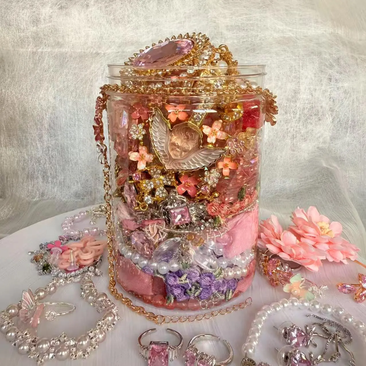 Pink Coquette Mystery Jewelry Jar fashion jewelry assortment