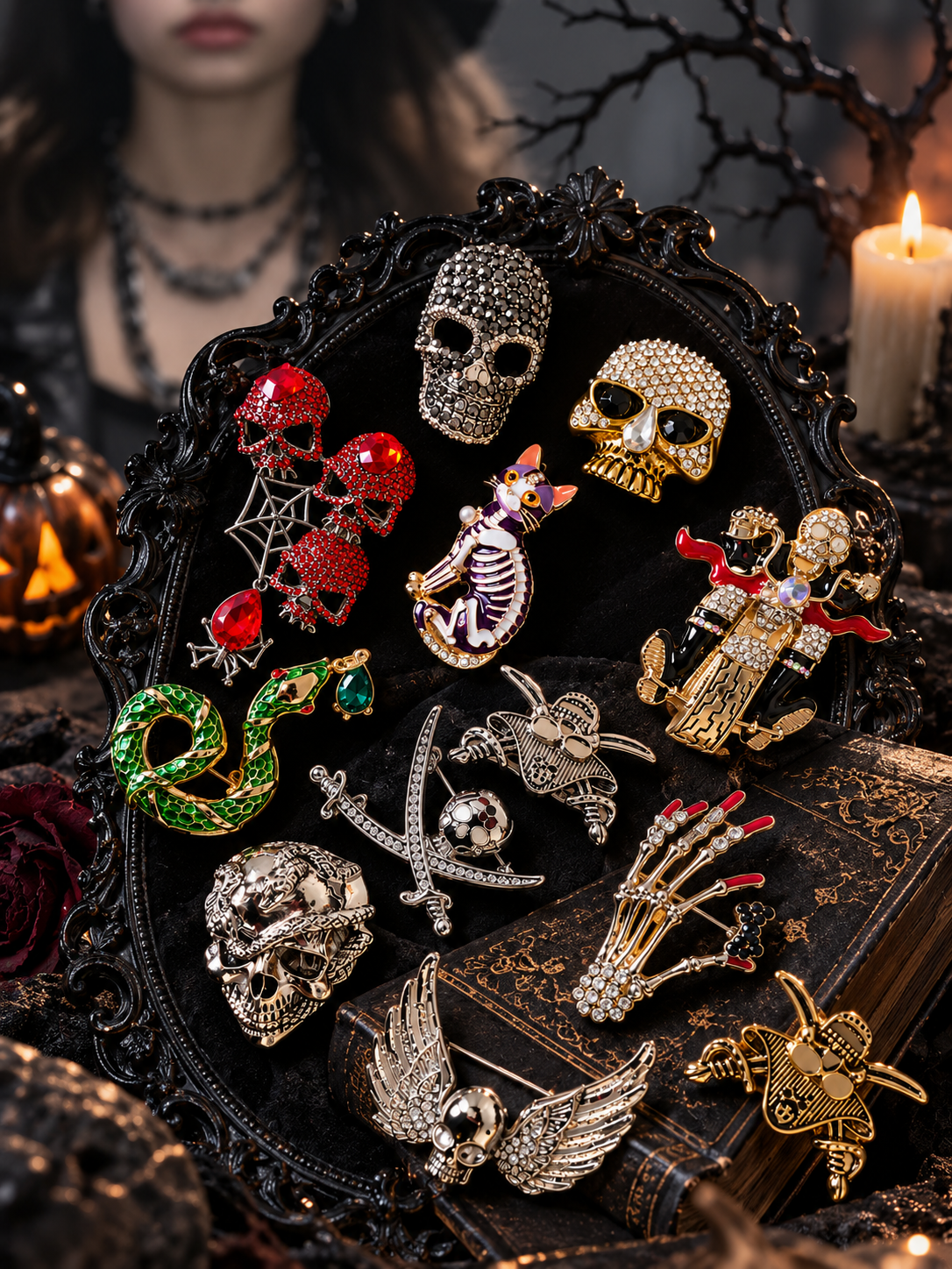 Gothic Skull Brooch Mystery Collection fashion jewelry assortment