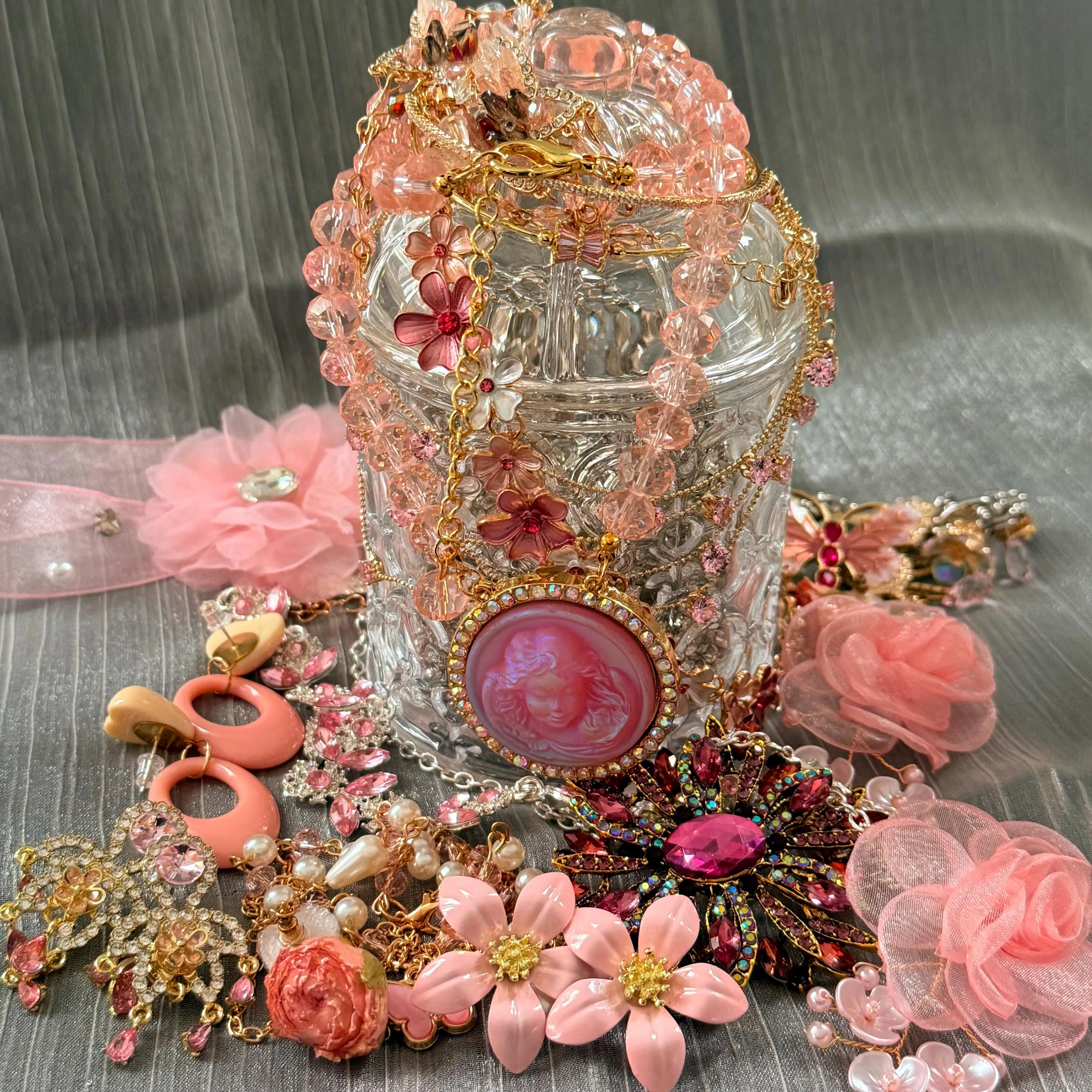 Pink Coquette Mystery Jewelry Jar fashion jewelry assortment