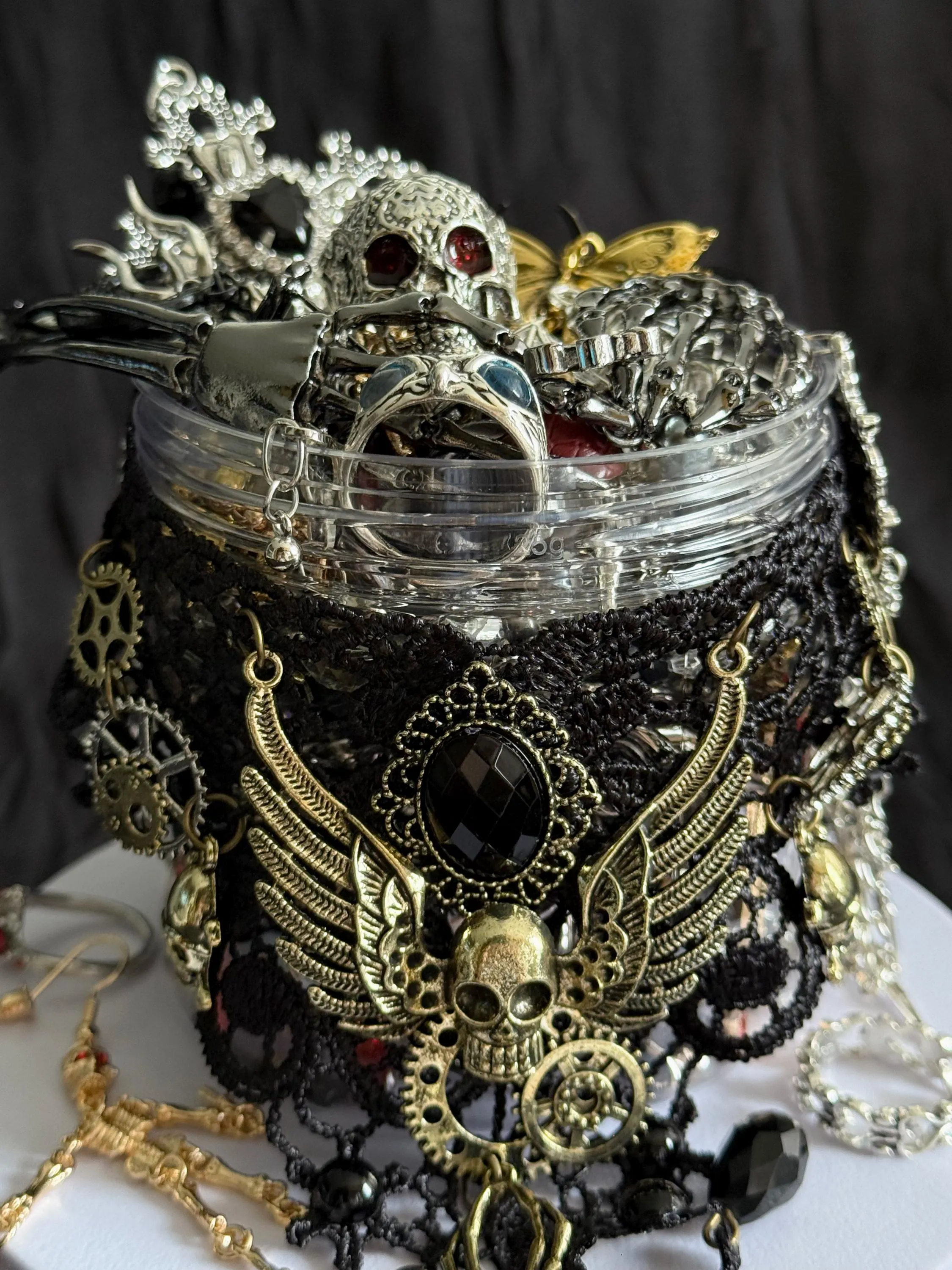 Gothic Vampire Inspired Mystery Jewelry Jar fashion jewelry assortment