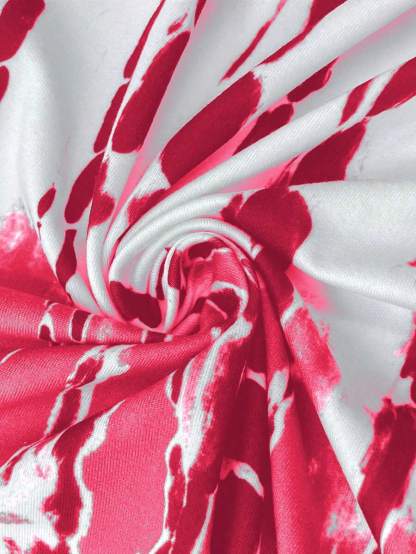 EMERY ROSE Summer New Casual Women's V-Neck Short Sleeve Loose Tie-Dye Print Split Dress