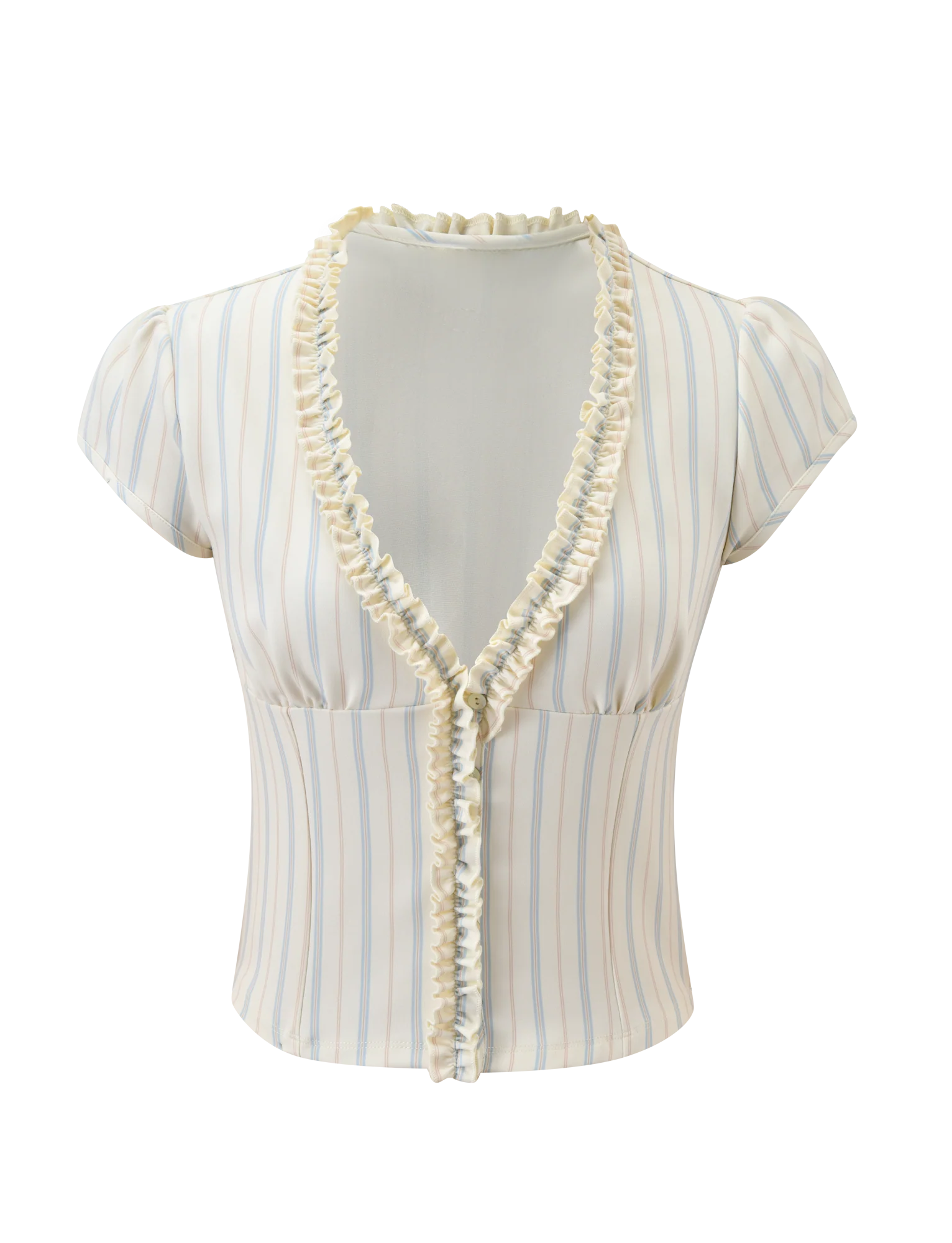 VALERIE RUFFLE TOP - BLUE STRIPE
