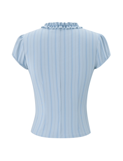 VALERIE RUFFLE TOP - BLUE STRIPE