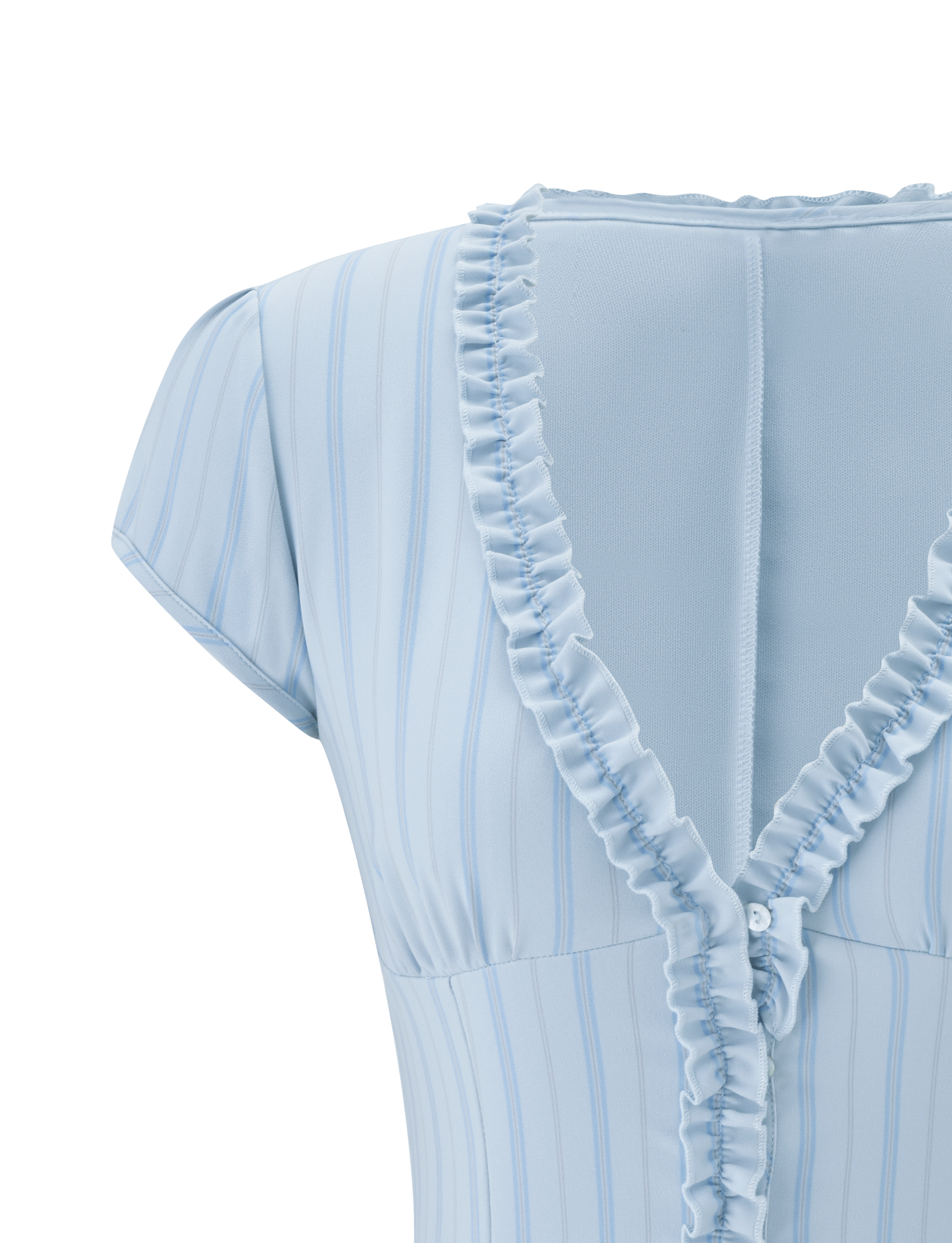 VALERIE RUFFLE TOP - BLUE STRIPE