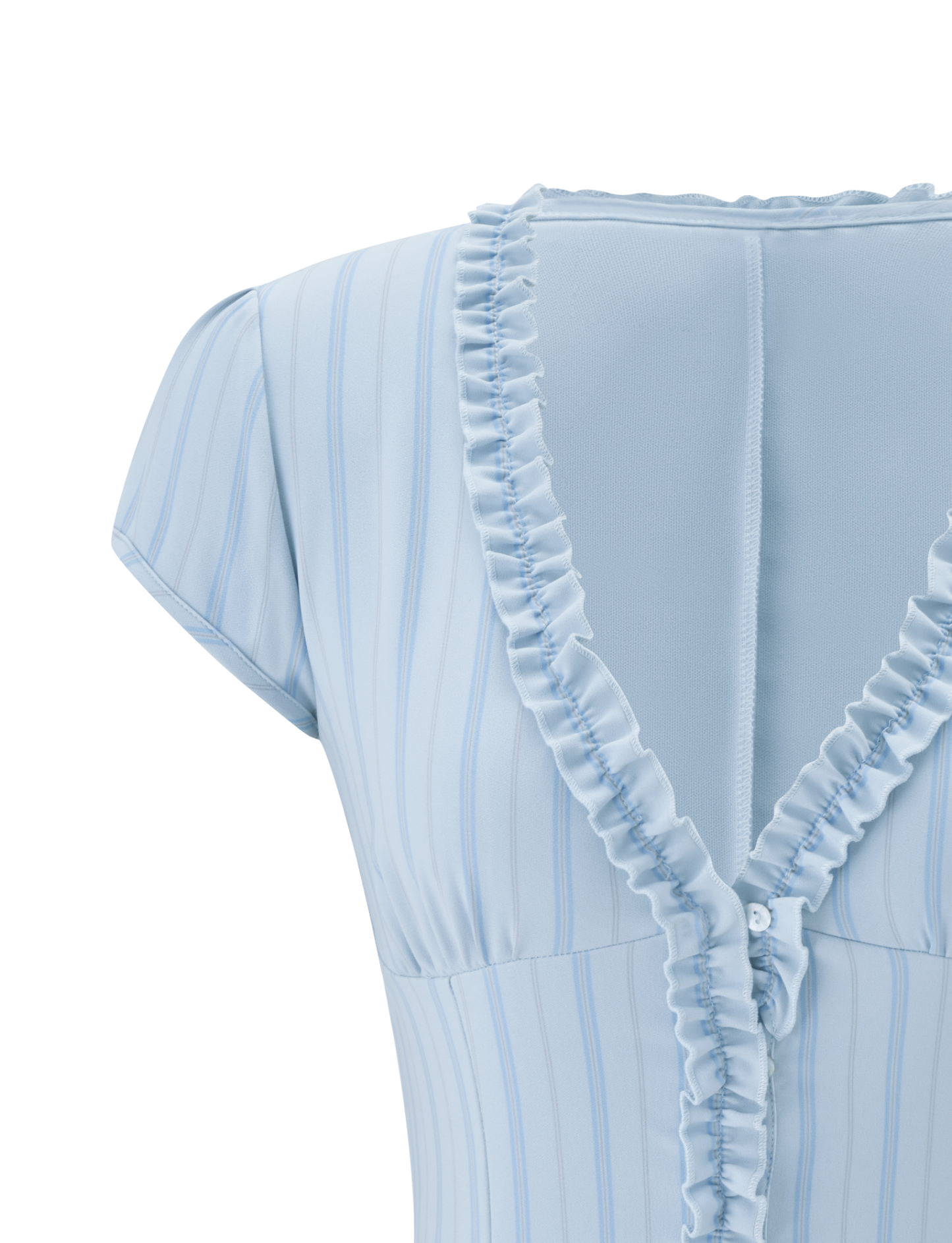 VALERIE RUFFLE TOP - BLUE STRIPE