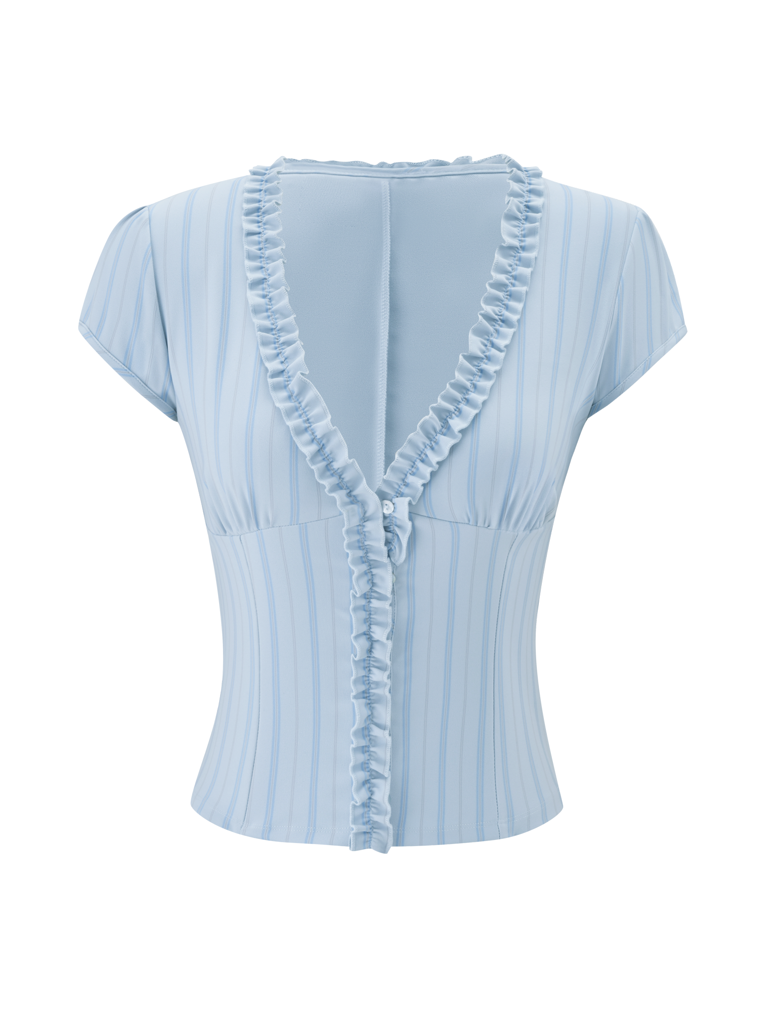 VALERIE RUFFLE TOP - BLUE STRIPE