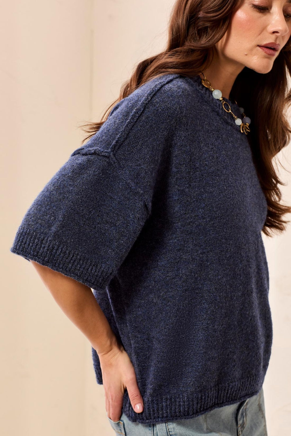Elbow Sleeve Crewneck Sweater