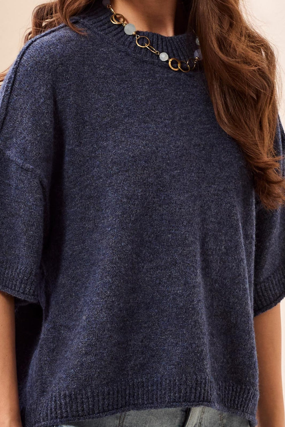 Elbow Sleeve Crewneck Sweater