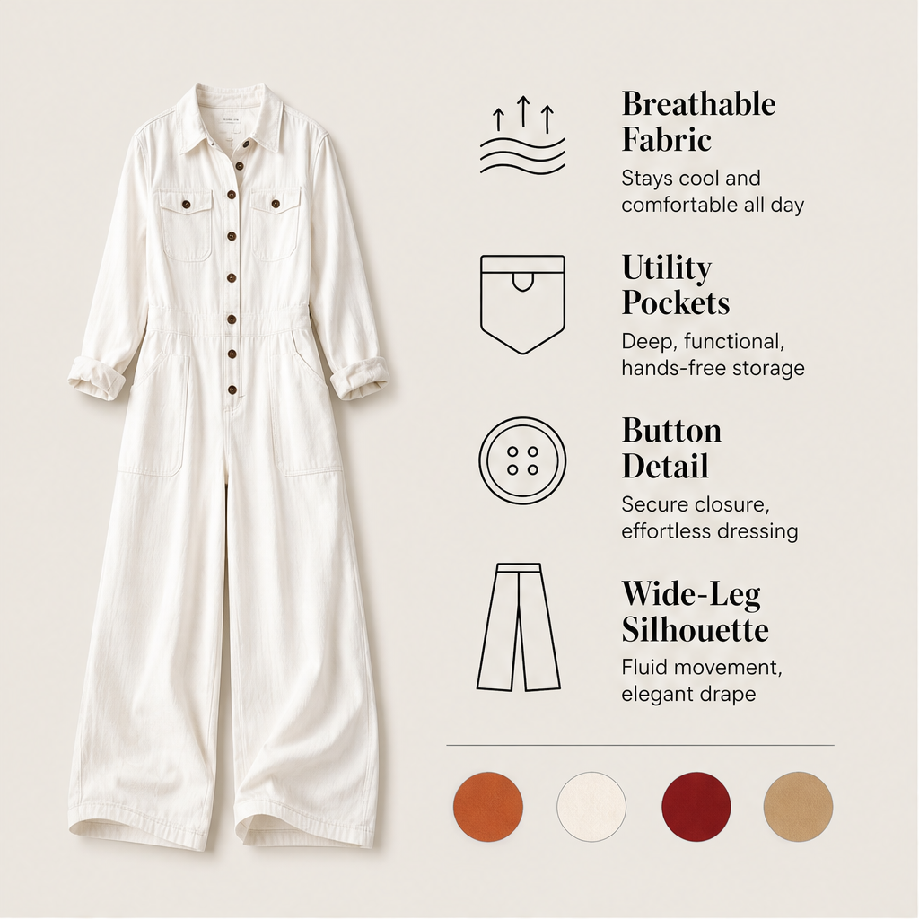 ✨ TODAY ONLY — 50% OFF ✨ Women's Relaxed Wide‑Leg Cargo Jumpsuit