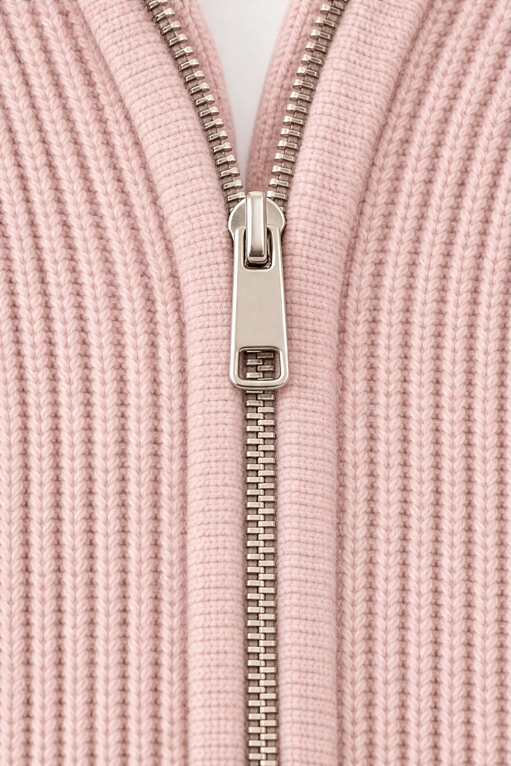 Ribbed Stretch-Knit Zip-Up Cardigan