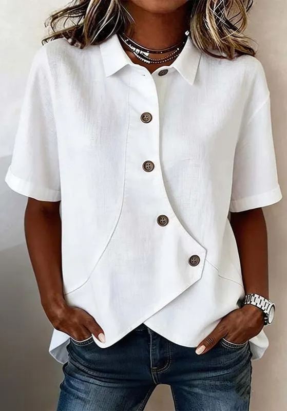 Asymmetrical Placket Button Down Shirt