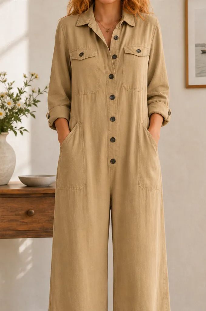 ✨ TODAY ONLY — 50% OFF ✨ Women's Relaxed Wide‑Leg Cargo Jumpsuit