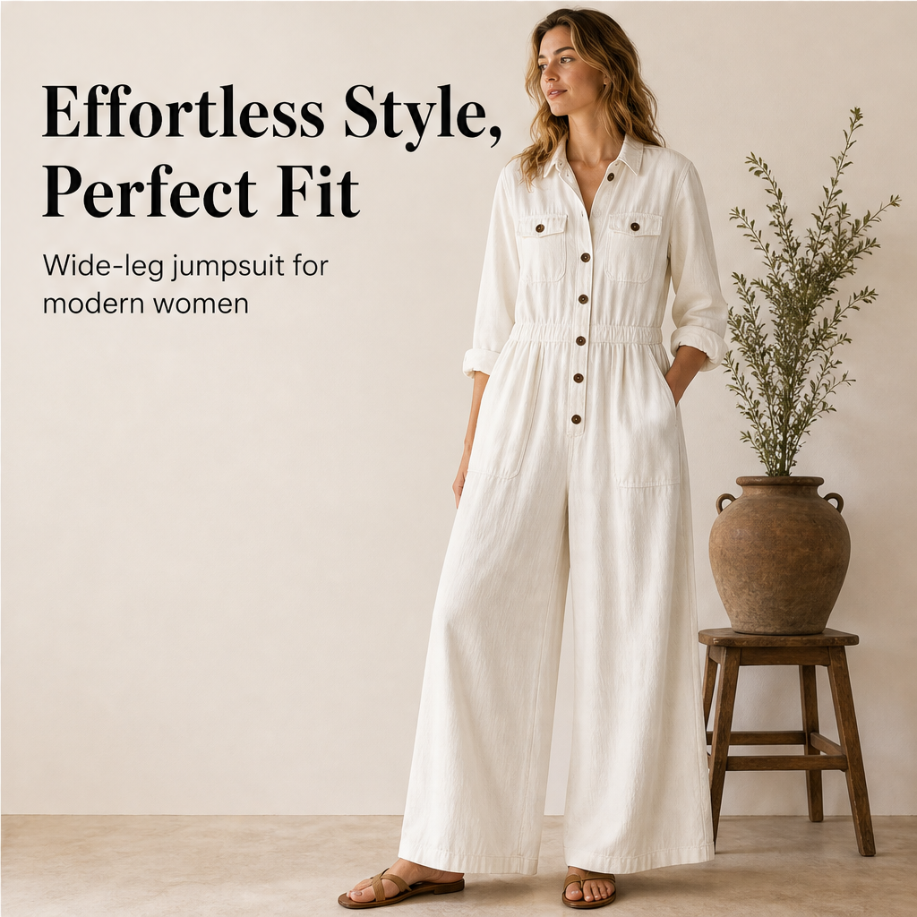✨ TODAY ONLY — 50% OFF ✨ Women's Relaxed Wide‑Leg Cargo Jumpsuit