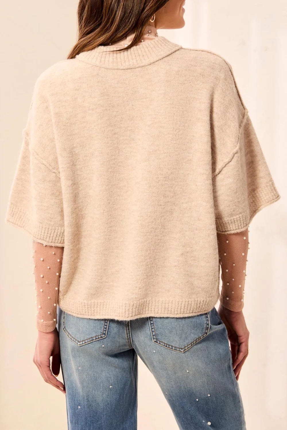 Elbow Sleeve Crewneck Sweater