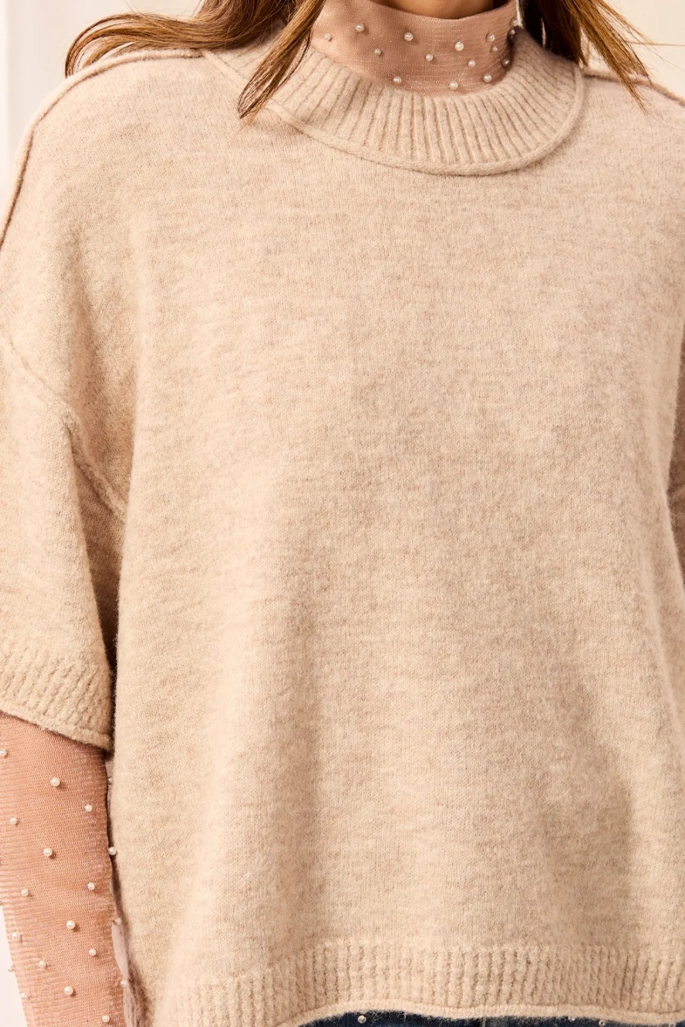 Elbow Sleeve Crewneck Sweater