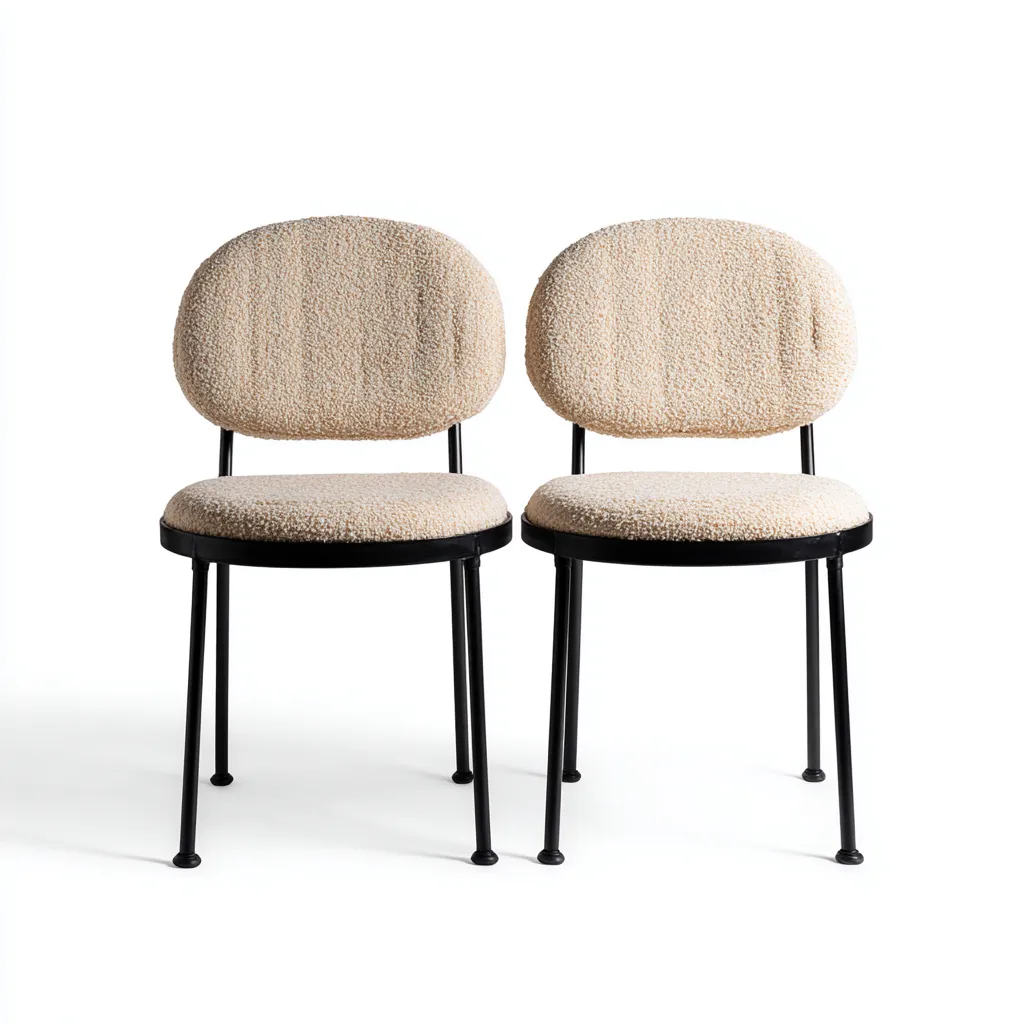 Set 2 sedie da pranzo 49×54×78 cm - beige nero - tessuto e metallo - Sala da pranzo-Valaostudio
