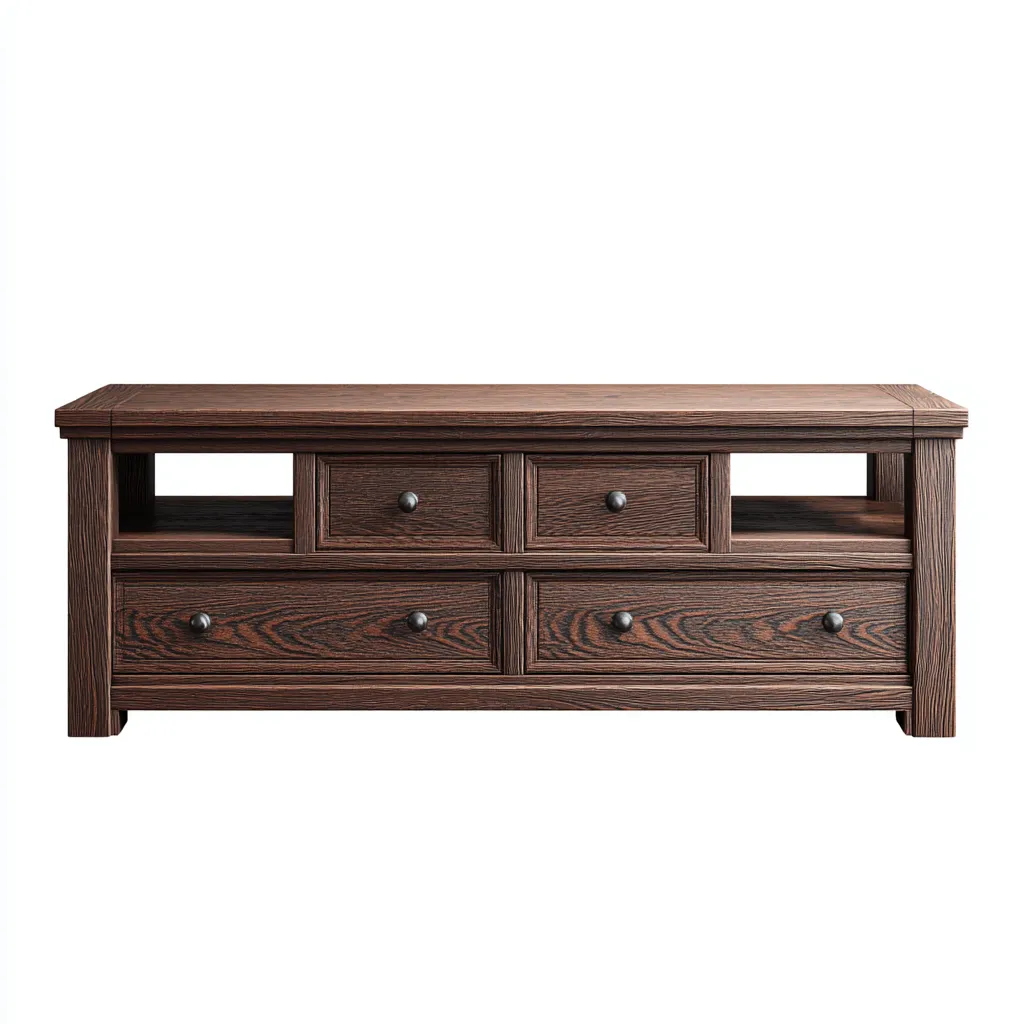 Mobile TV in legno 160×42×60 cm - marrone scuro - stile rustico con contenimento per soggiorno-Valaostudio