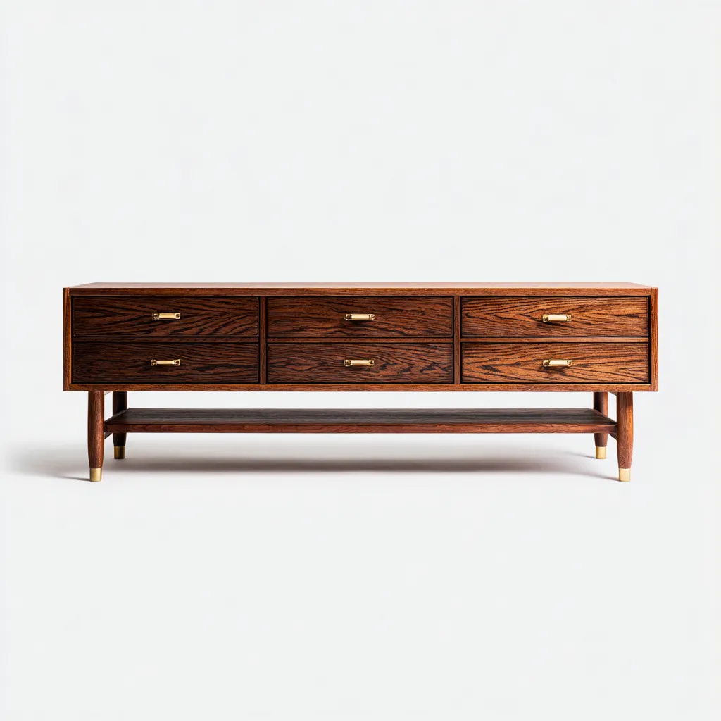 Mobile TV 180×42×68 cm - legno - marrone scuro - stile rétro con vano aperto e ripiano inferiore-Valaostudio