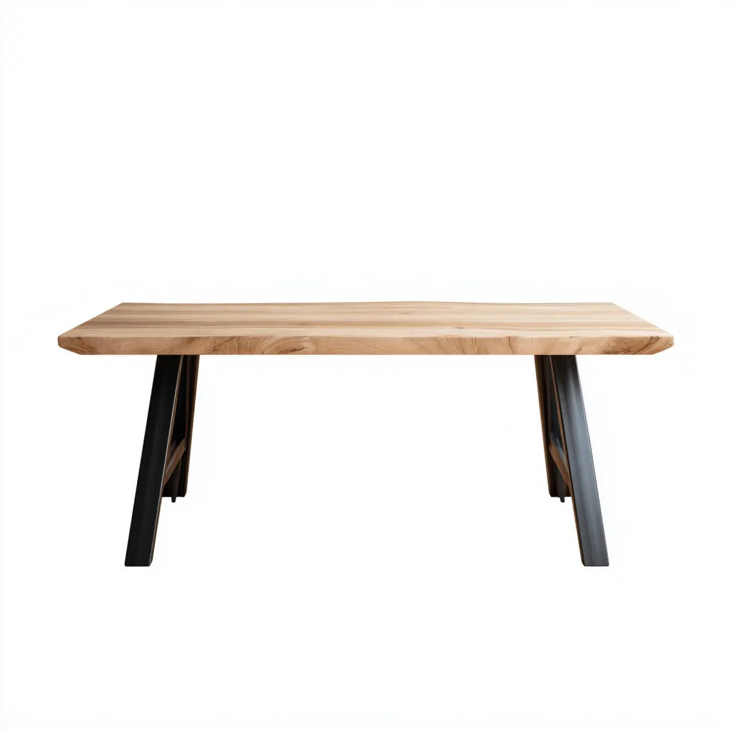 Tavolo da pranzo rettangolare in legno 160×80×75 cm - naturale e nero - stile contemporaneo-Valaostudio