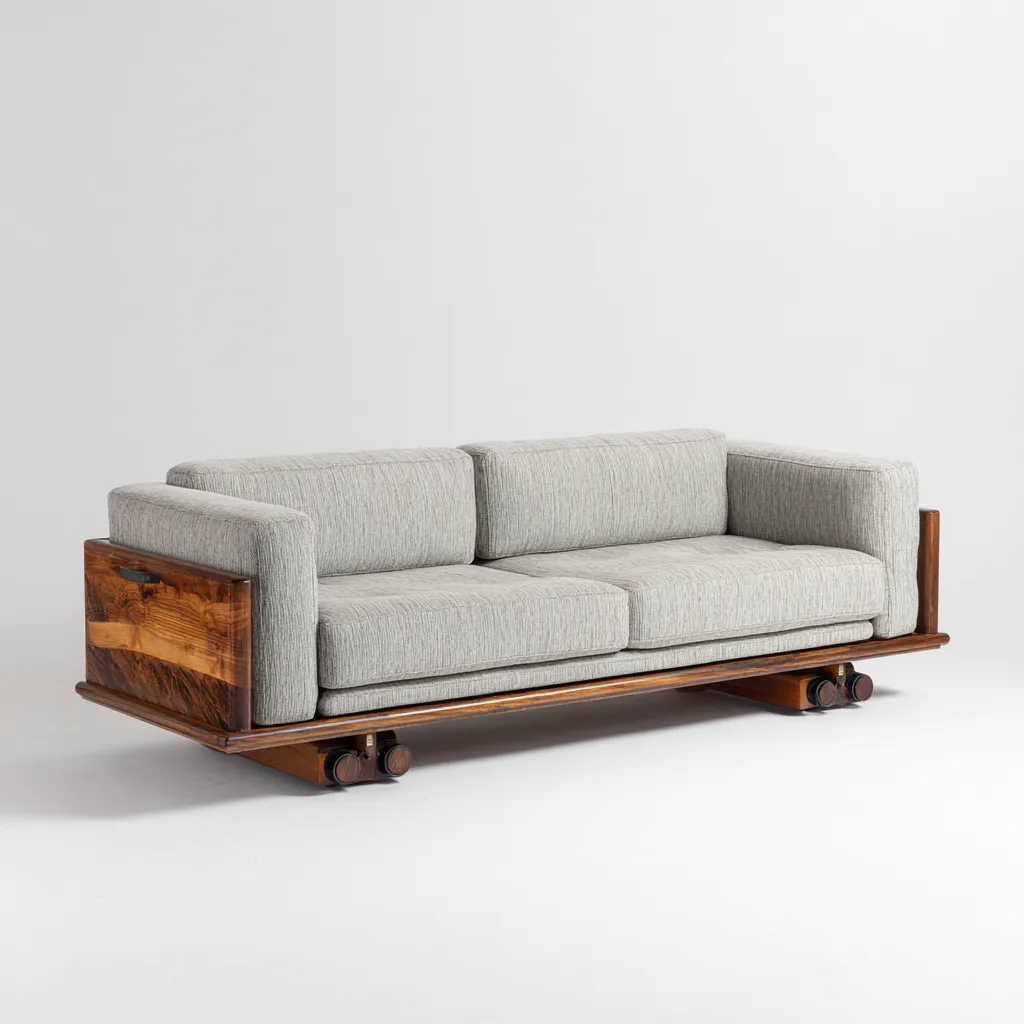 Divano a due posti in tessuto 179×84×79 cm - grigio chiaro e marrone - struttura in legno-Valaostudio