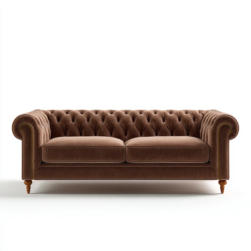 Divano 3 posti 202×91×79 cm - marrone - tessuto imbottito - stile Chesterfield - soggiorno-Valaostudio