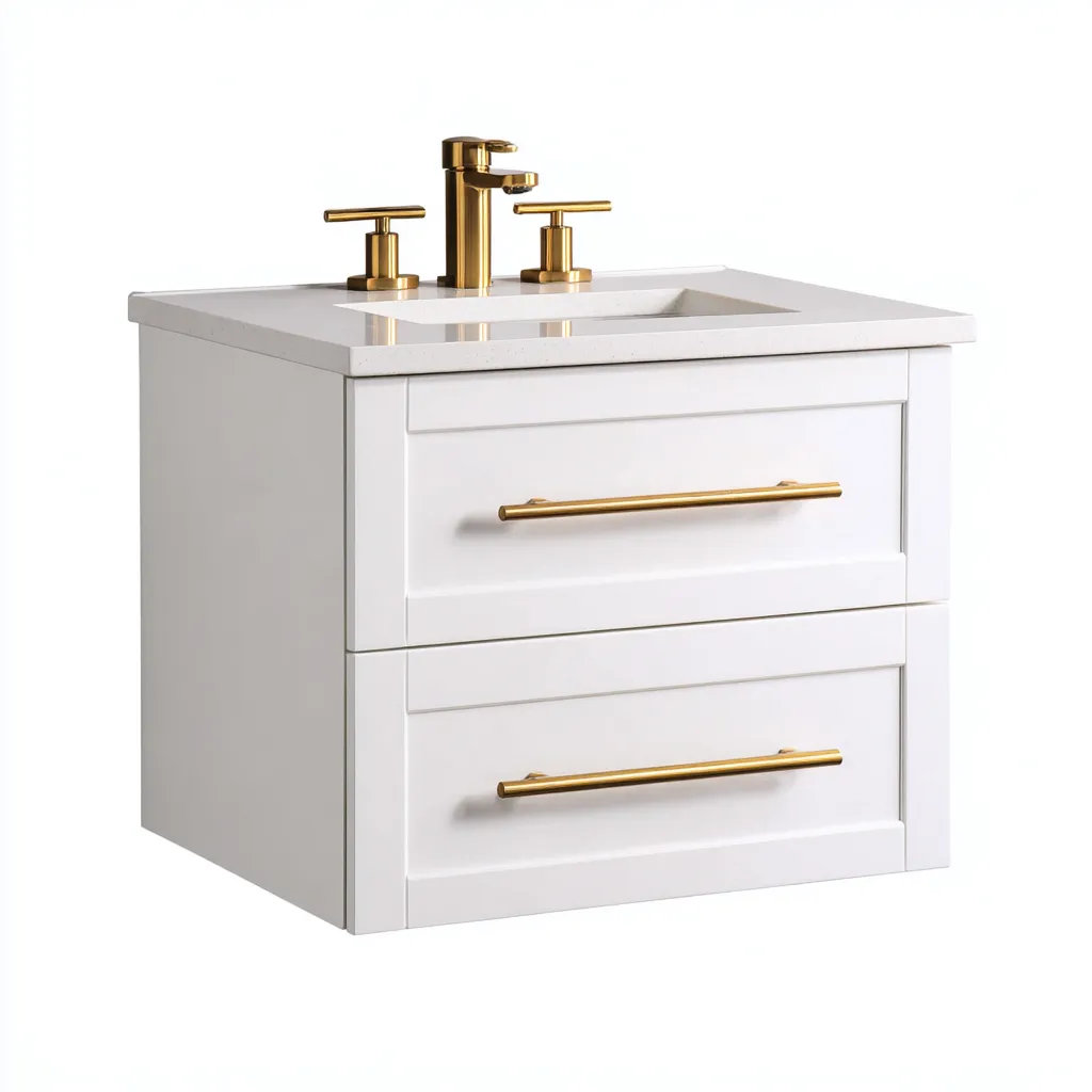 Mobile lavabo 78×49×86 cm - bianco oro - lavabo integrato e legno - bagno-Valaostudio