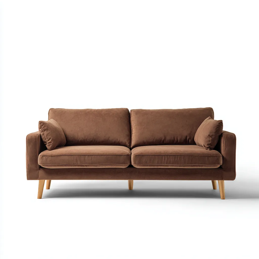 Divano 3 posti 198×86×84 cm - marrone - tessuto imbottito e legno - stile moderno - soggiorno-Valaostudio