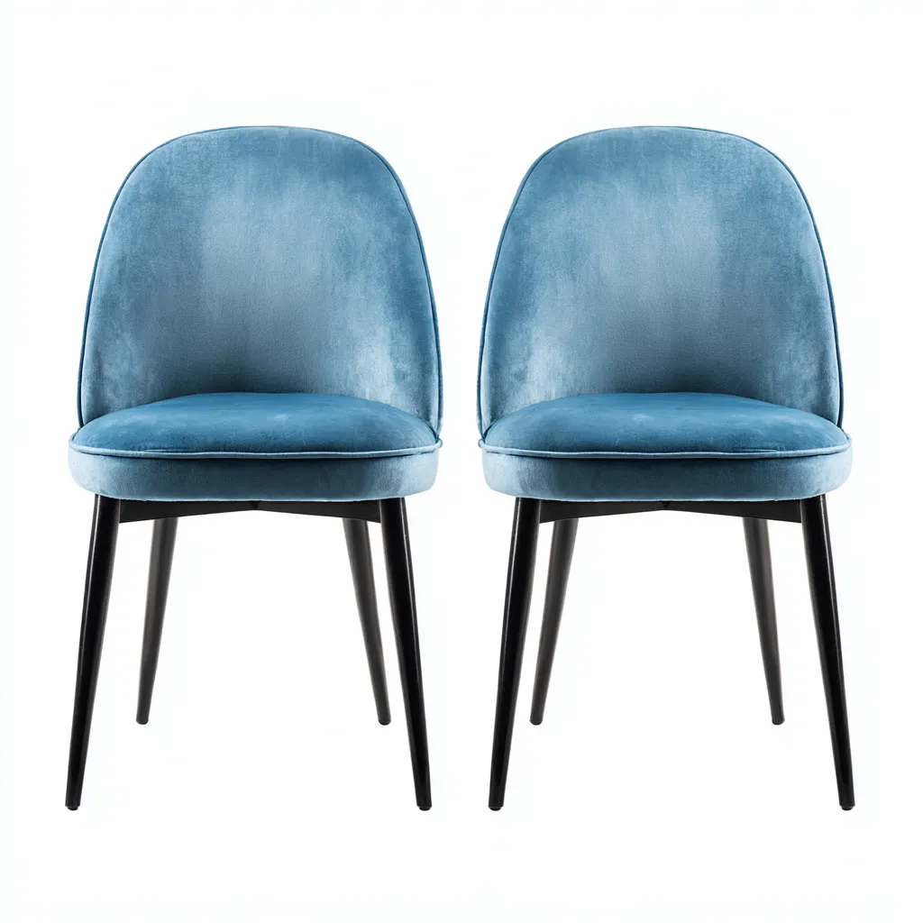 Set 2 sedie da pranzo 52×57×82 cm - tessuto imbottito - blu e nero - schienale arrotondato moderno-Valaostudio