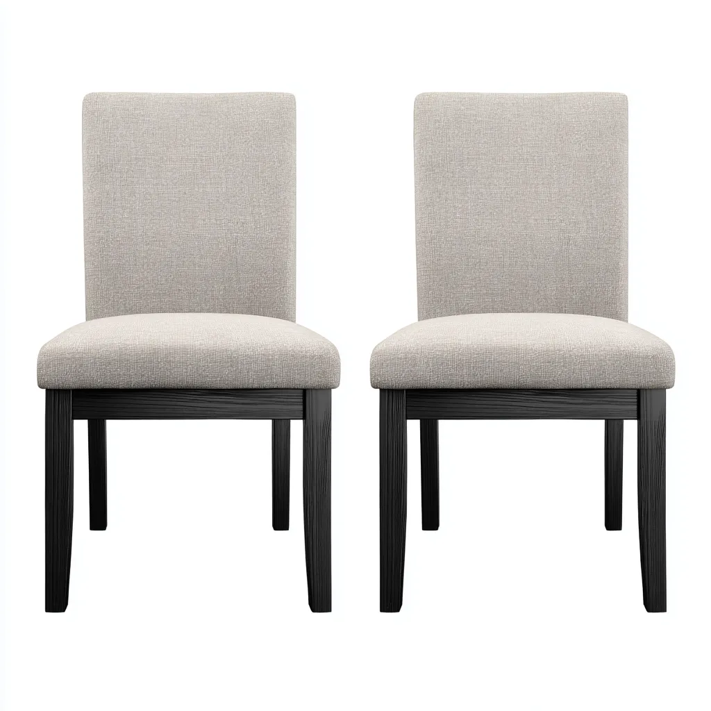 Set di 2 sedie da pranzo imbottite in tessuto 47×52×91 cm - beige e nero - stile contemporaneo per Sala da pranzo-Valaostudio