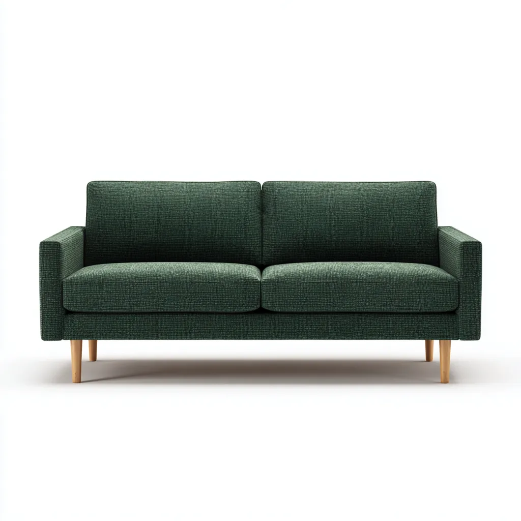 Divano 2 posti 176×84×80 cm - tessuto imbottito - verde scuro e naturale - design moderno lineare-Valaostudio