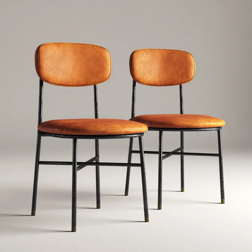 Set 2 sedie da pranzo 50×56×80 cm - marrone nero - tessuto e metallo - Sala da pranzo-Valaostudio