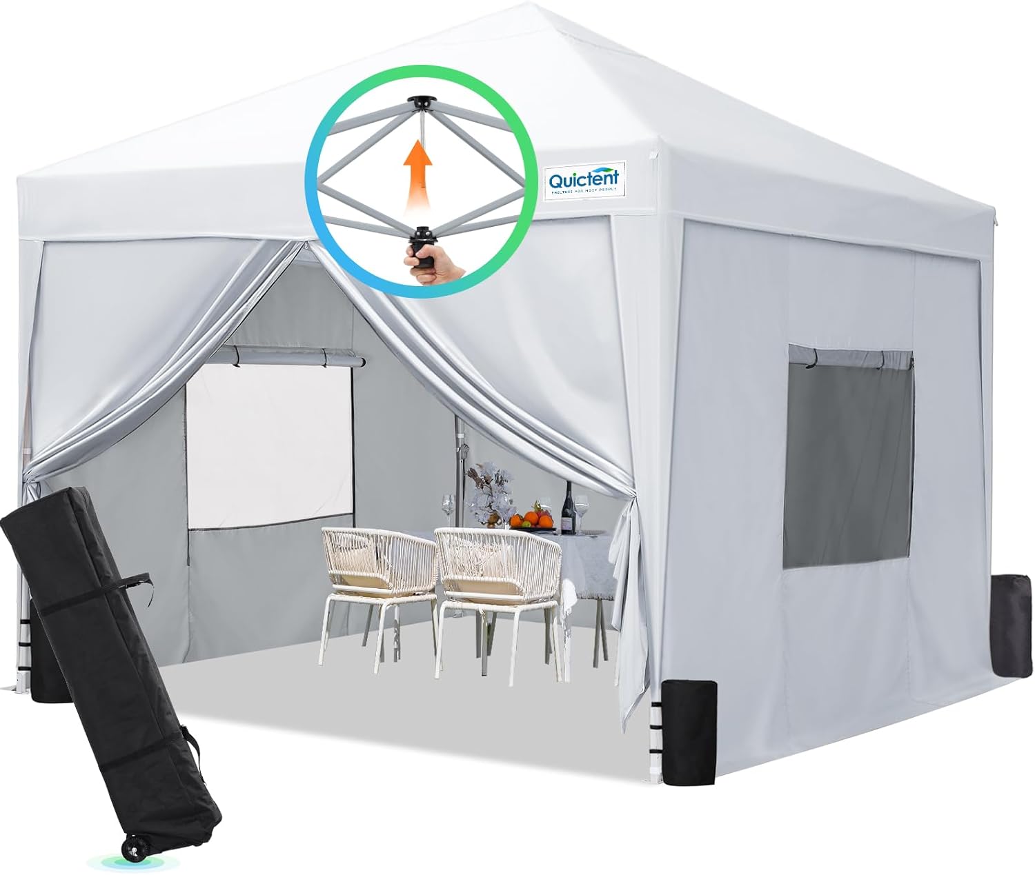 Quictent - Tienda de campaña desplegable de privacidad de 10 x 10 pulgadas con paredes laterales y ventanas ventiladas enrollables, configuración para una persona, fácil refugio para eventos