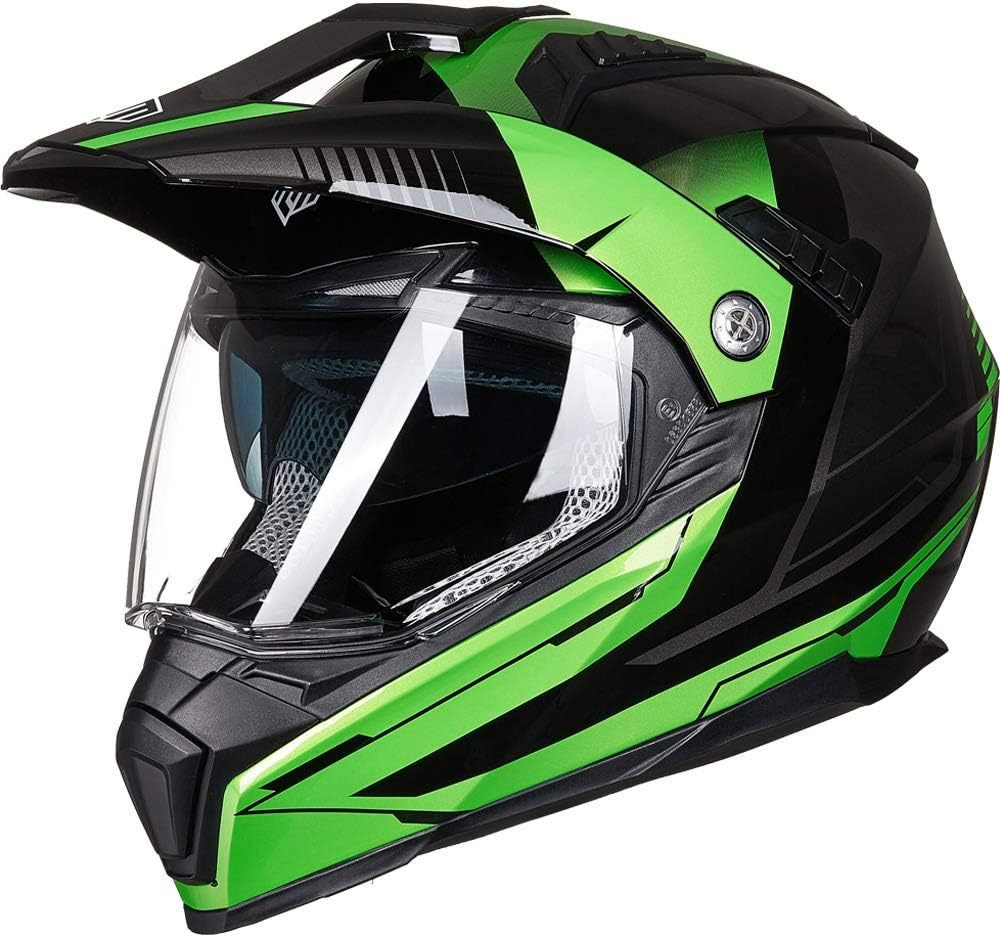 ILM - Casco deportivo doble para motocicleta, visor para el sol, casco para todoterreno, motocross, certificado por el DOT.