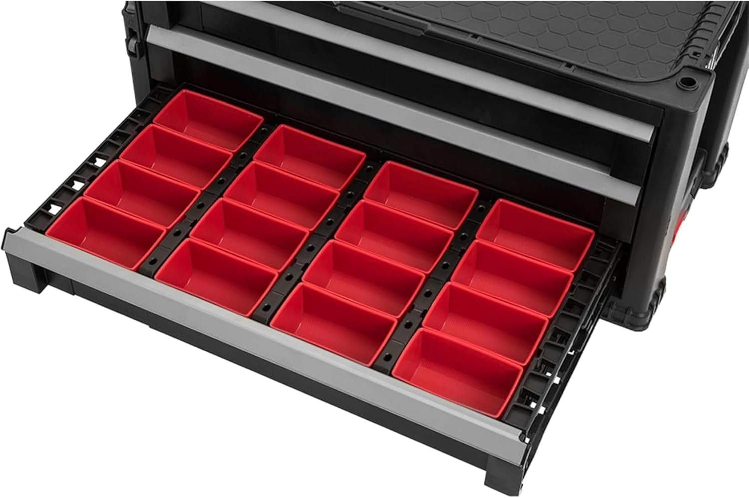 KETER Caja de Herramientas con 5 Cajones y Sistema de Bloqueo, Estructura Modular, Perfecto Organizador para Herramientas, Color Negro