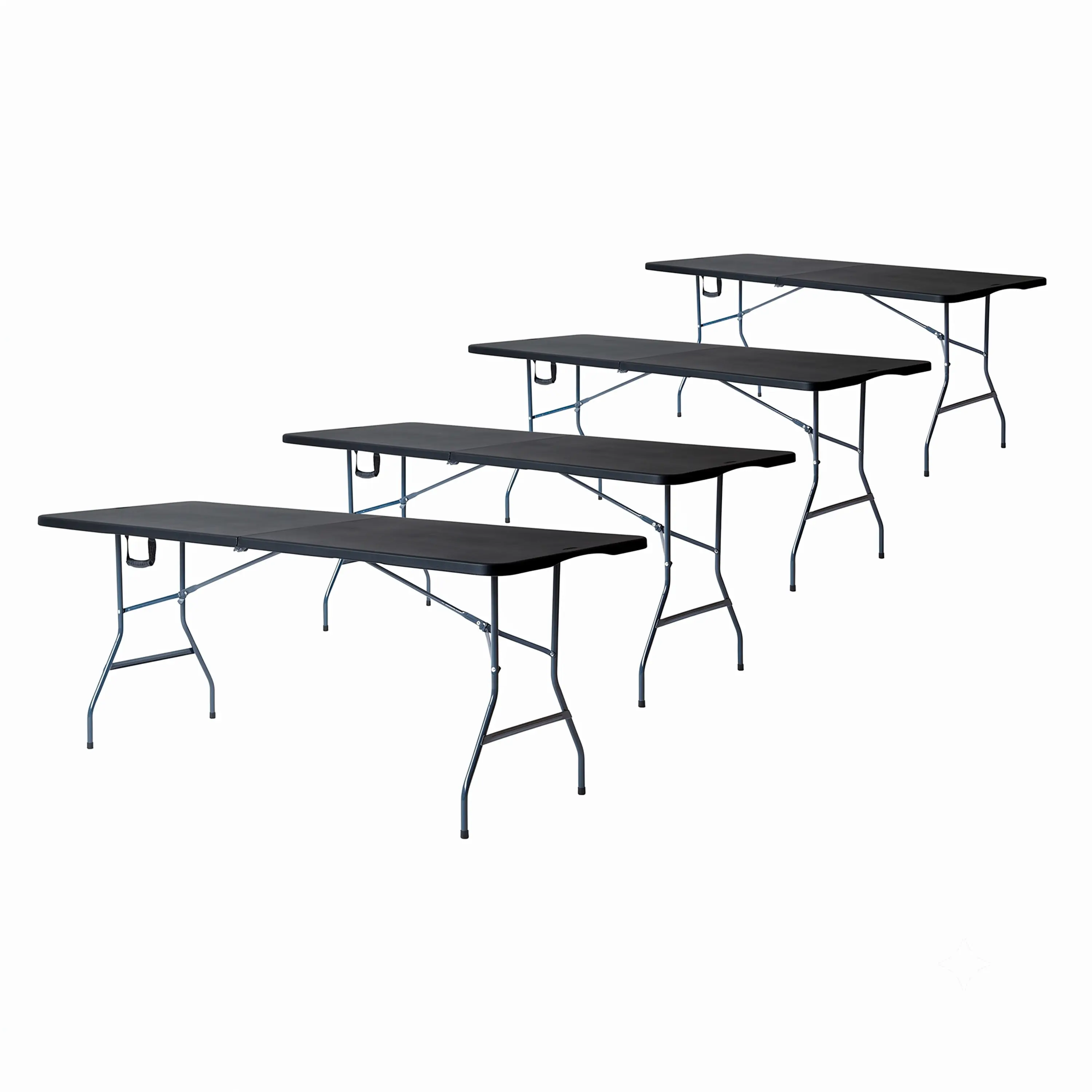 Paquete de 4 Mesas Plegables Blancas 180 cm para Eventos y Fiestas Cómodas y Prácticas