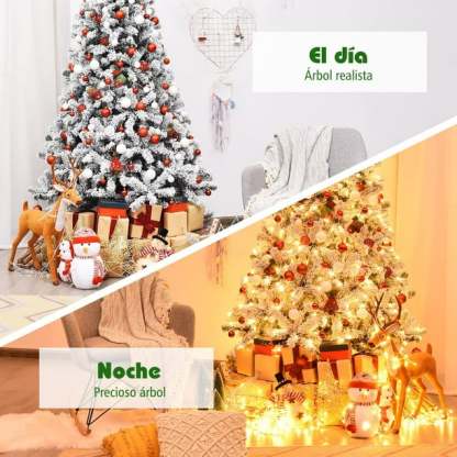Costway 2,25m Árbol de Navidad con 1010 Ramas y 450 luces LED Ideal Como Decoración para las Fiestas Costway Modern