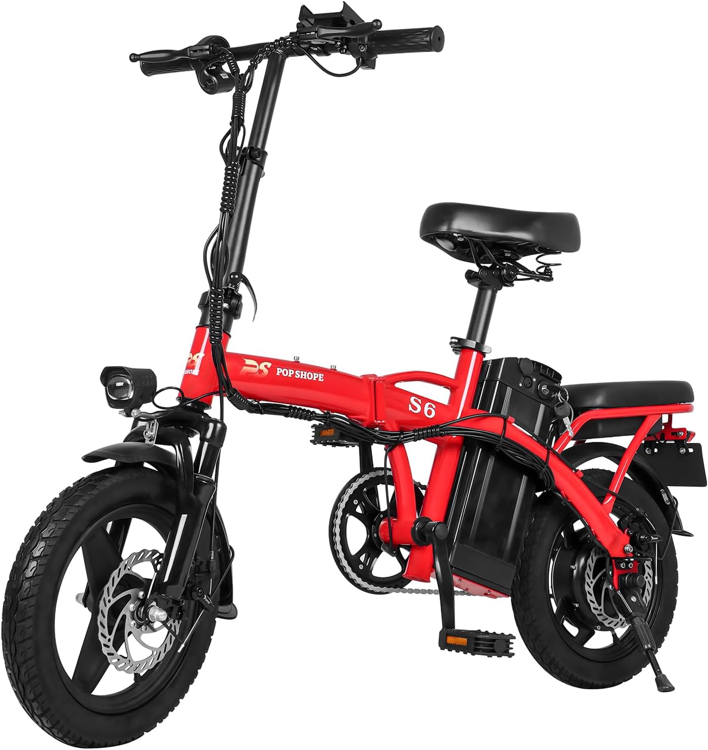 Pop Shope S6 Bicicleta Eléctrica Plegable para Adultos, Velocidad Máxima 35KM/H, Potencia Máxima del Motor 750W, Autonomía 35KM, Batería 48V/10.4AH