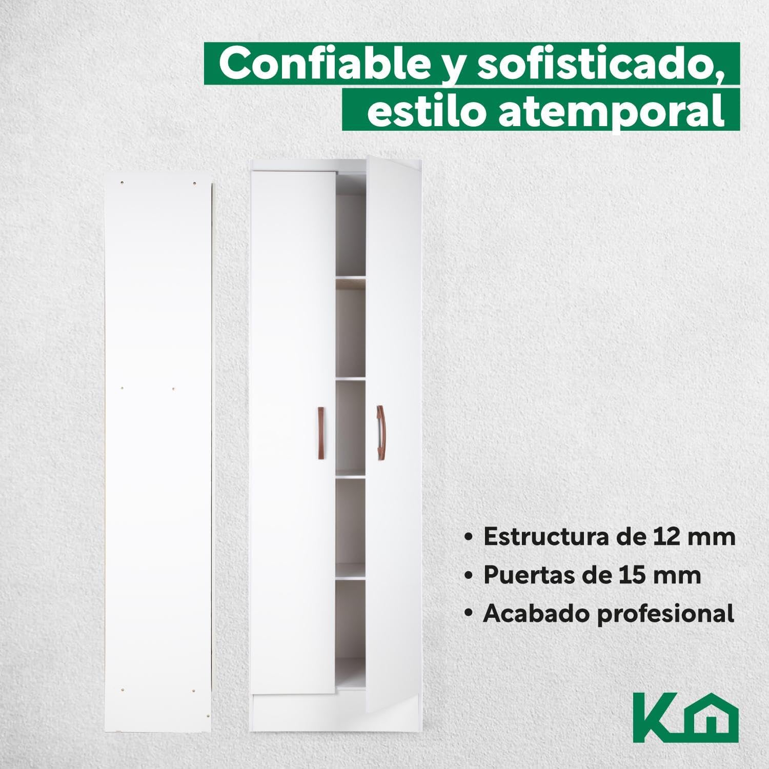 Kingshouse | Ropero De 6 Puertas con 2 Cajones – Color Café – Barra para Colgar – Estructura MDP – Mueble Organizador De Ropa – Armario para Casa, Recámara y Hogar