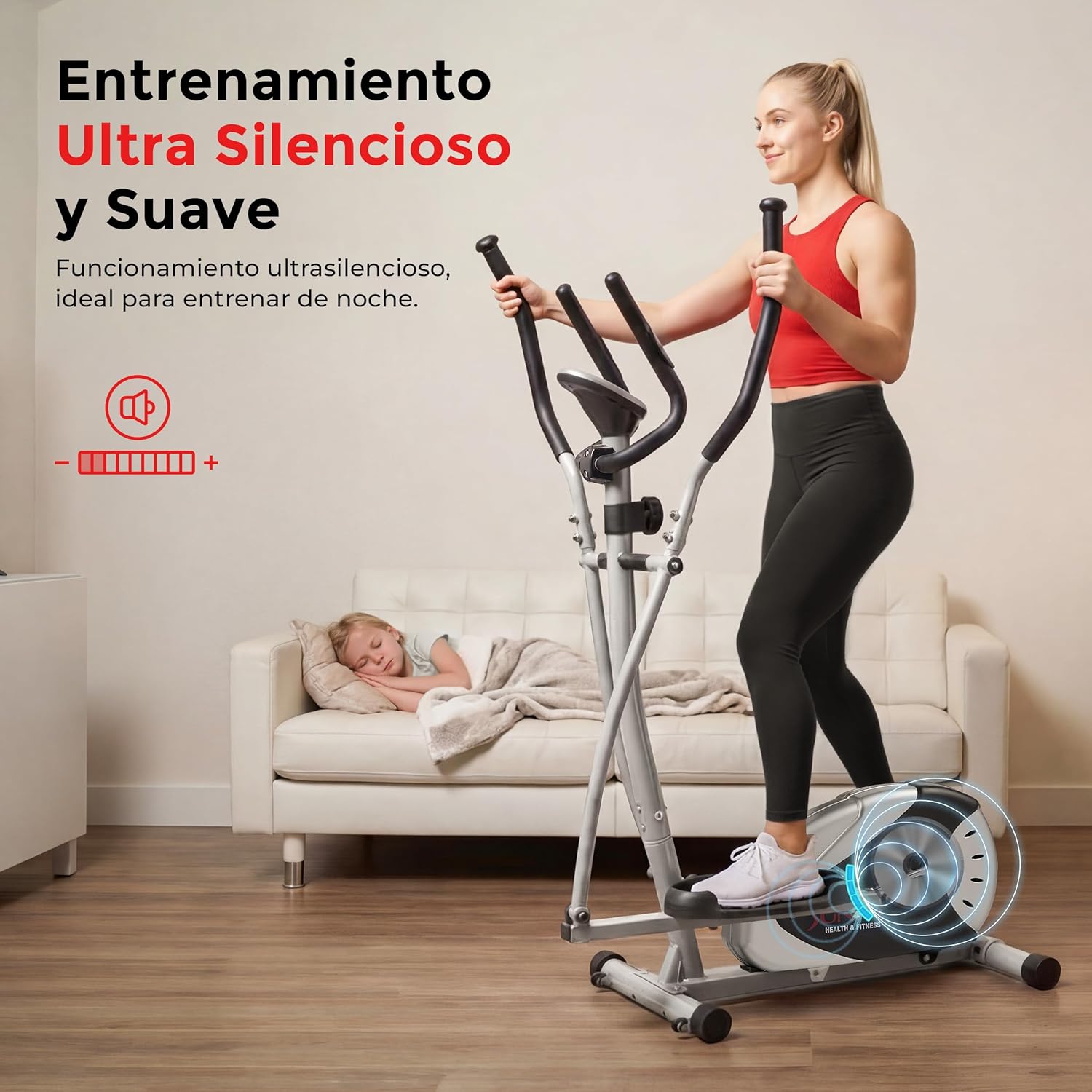 Sunny Health & Fitness Máquina Elíptica para el Hogar, Entrenador Cruzado de Cuerpo Completo con Resistencia Magnética Silenciosa, Cardio de Bajo Impacto, Bluetooth SunnyFit App Opcional