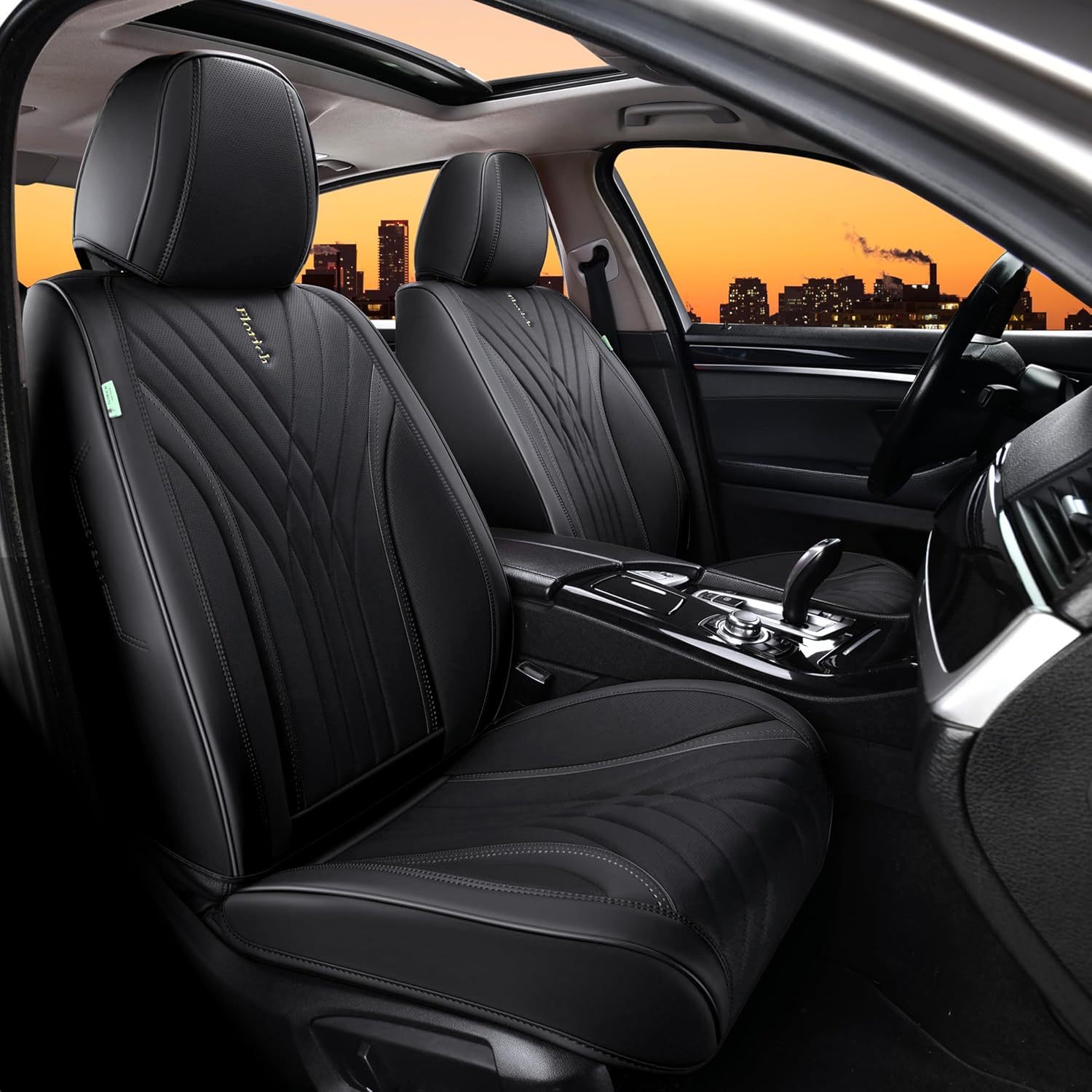 FLORICH - Juego completo de fundas de asiento de piel, fundas universales para 5 asientos, protector de asiento de coche, cojín de piel para asiento de coche, fundas de asiento de automóvil marrones,
