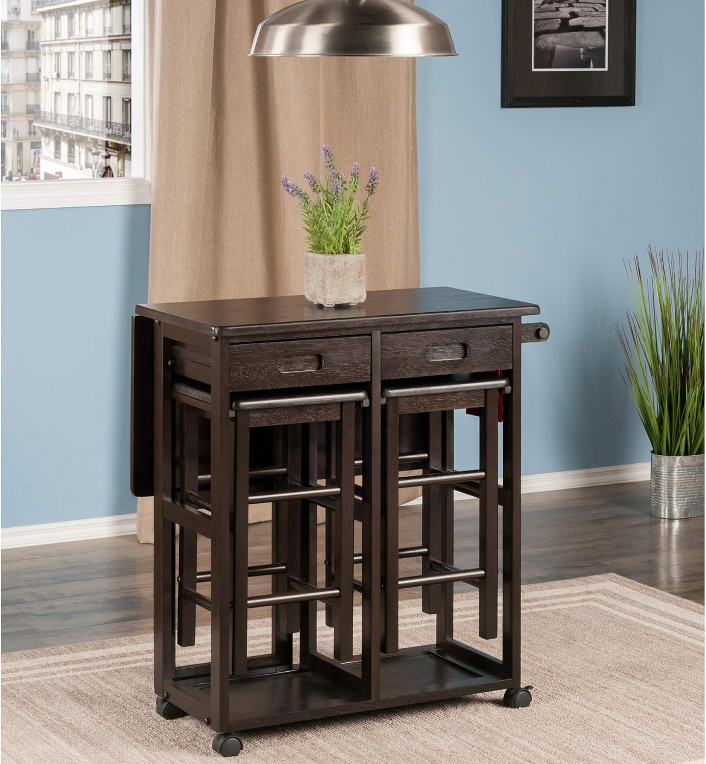 Winsome Wood 23330 Mesa Suzanne 3-Pack Space Saver Set, Coffee