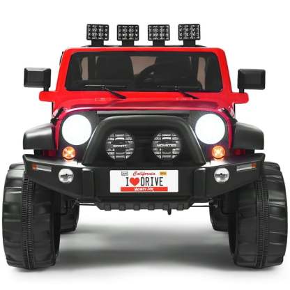 Costway Coche Eléctrico Montable para Niños de Batería 12V con 2 Asientos con Mando 2,4G 3 Velocidades Música Bocina Puerto USB Luces LED Rojo Costway Modern