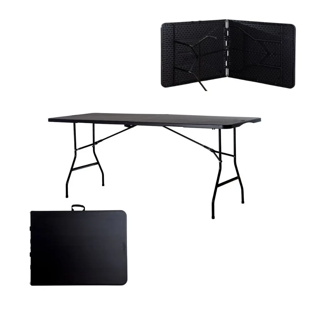 Paquete de 4 Mesas Plegables Blancas 180 cm para Eventos y Fiestas Cómodas y Prácticas