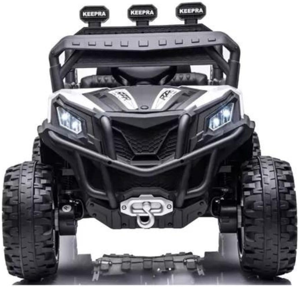 RZR Premium - montable electrico Todo Terreno con 4 Motores de 30 W, Asientos de Piel, Control Remoto, cinturón de Seguridad y Luces LED Brillantes para niños de 3 a 8 años.