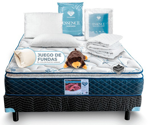 Colchón Box 2 Almohadas Spring Air Cubre Colchón Matrimonial 2 Fundas 